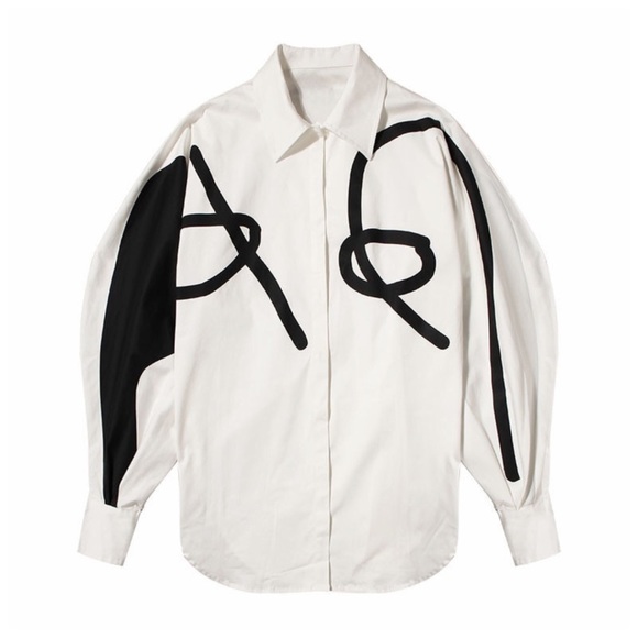 Black & White Vegan Leather Scroll Top - Picture 4 of 7